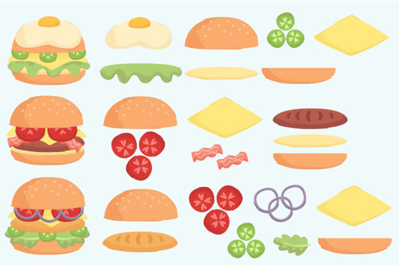 Download Burger Ingredient Illustration Set - Ingredient Collection