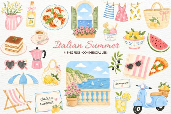 Download Italian Summer Clipart Coastal PNG Italy - Italian summer Collection