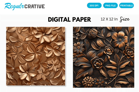 Download Copper Floral Seamless Digital Paper - Premium Resources