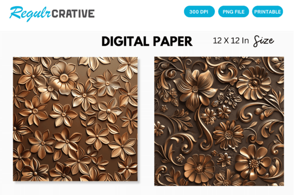 Download Copper Floral Seamless Digital Paper - Premium Bundle