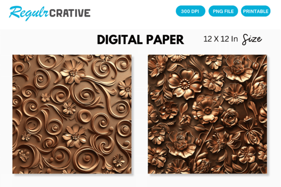 Download Copper Floral Seamless Digital Paper - Premium Bundle