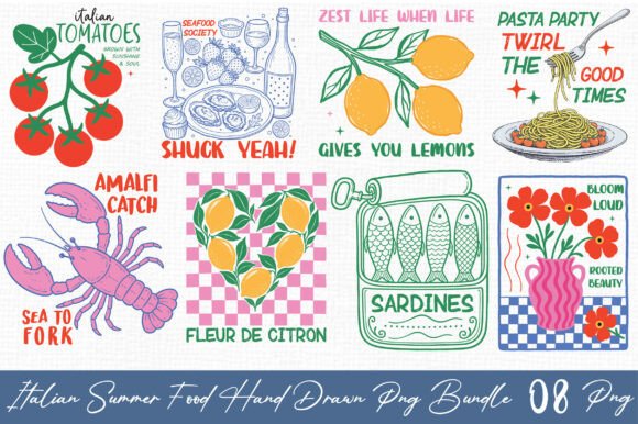 Download Italian Summer Food Hand Drawn Png - Italian summer Collection