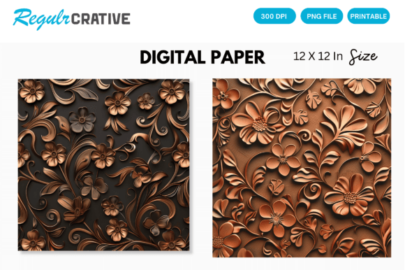 Download Copper Floral Seamless Digital Paper - Premium Bundle